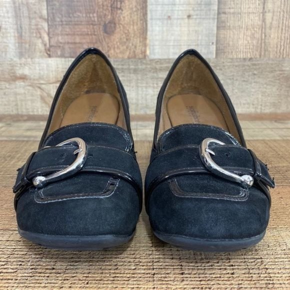 3/$12
Sophisticated Black Wedge Loafers with Silver Buckle. Buy 2 more for $12! - Picture 2 of 12